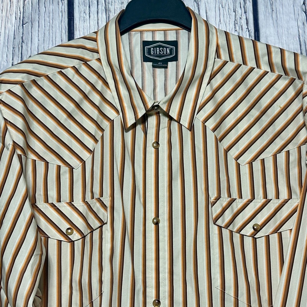 Gibson Trading Co Men's 4X Sand Trap Striped Long Sleeve Snap Western‎ Shirt NWT